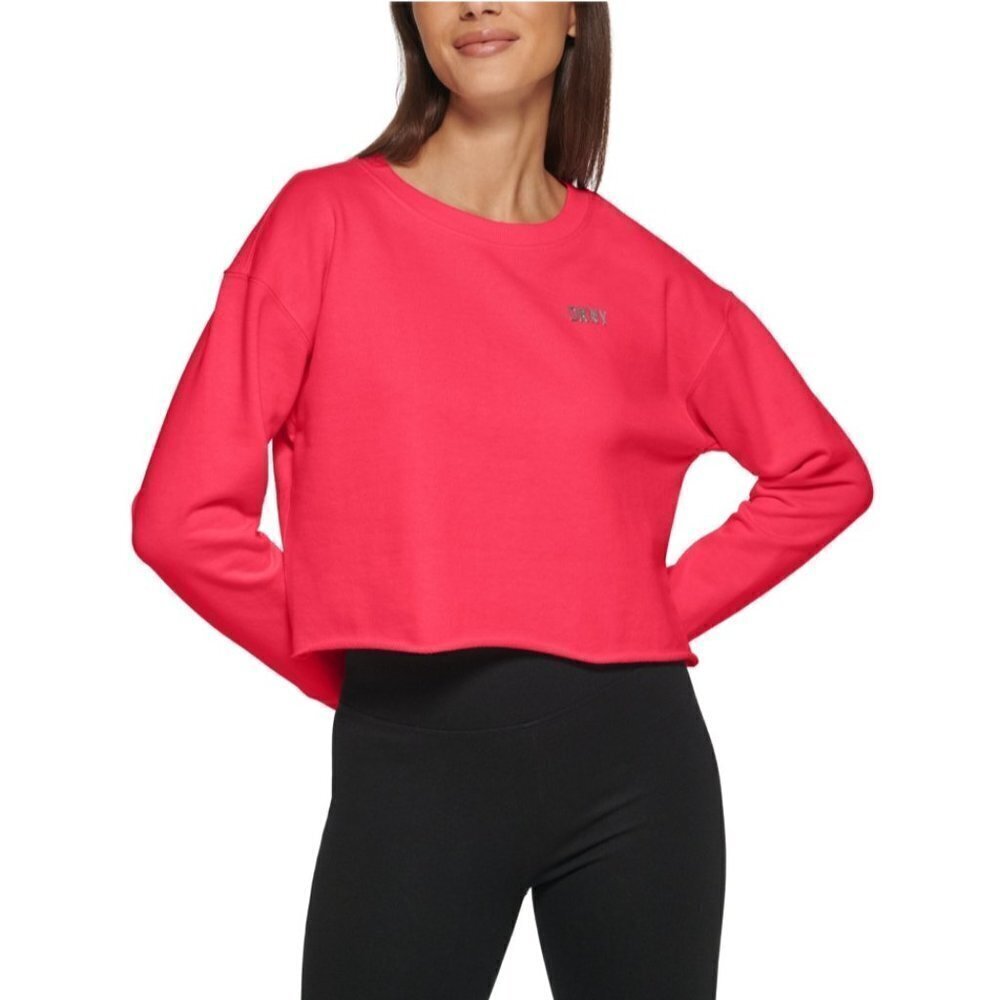 Dkny Sport Women's Metallic Logo Cropped Sweatshirt Size LARGE - NWT